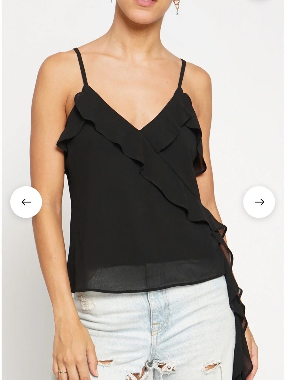 Forever 21 Black Ruffle V-Neck Cami